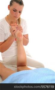 foot and leg massage at the spa and wellness center