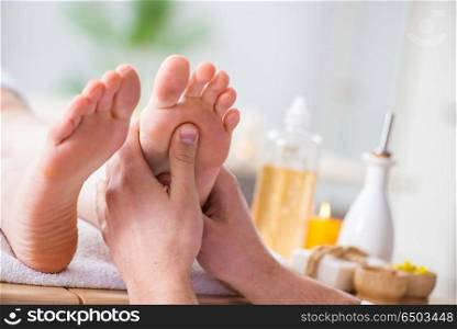 Foot massage in medical spa
