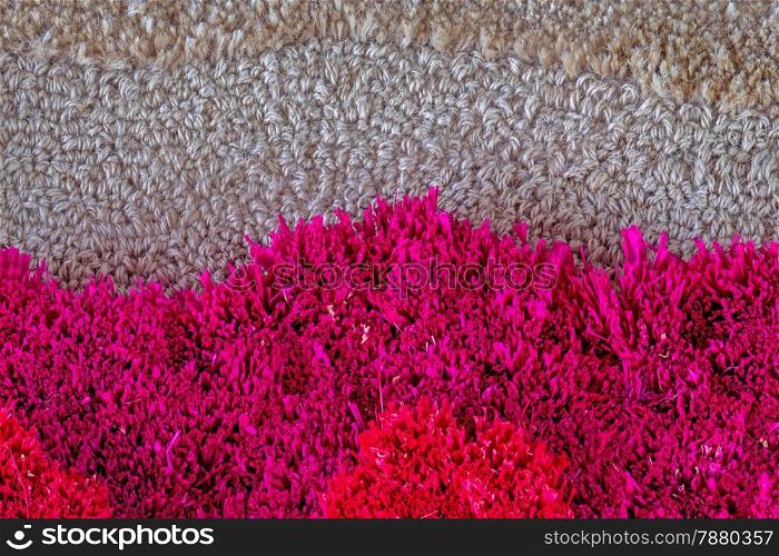 Foot mat background abstract with the artificial flower frame