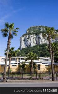 Foot of Gibraltar Rock, southern part of Iberian Peninsula.