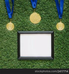 football background with frame medals