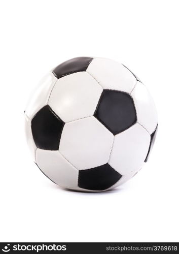 Football ball made of genuine leather isolated on a white background. Soccer ball
