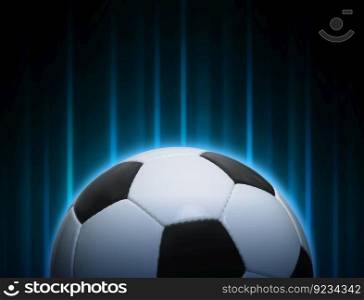 Football ball with abstract lights background. Football ball game concept