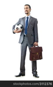 Football concept with businessman on white