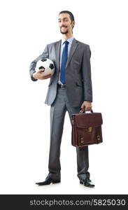 Football concept with businessman on white