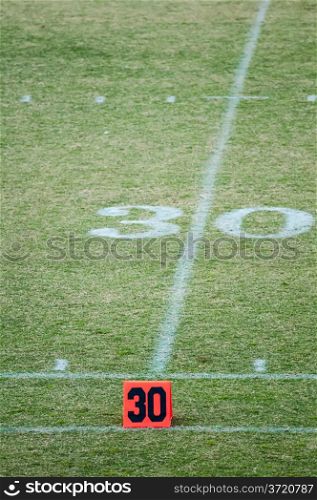 football field 30 twenty yard line marker
