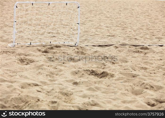 football gate on sandy beach soccer goal