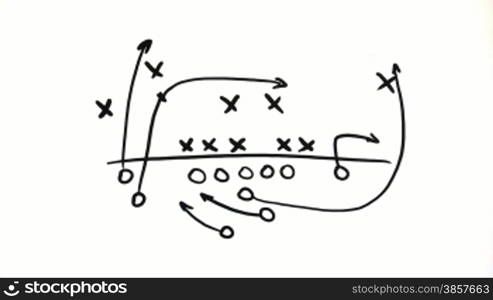 Football play being drawn over a white background (also avail. over football field graphic)