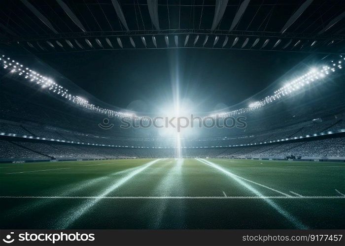 Football stadium. Dramatic scene. Illustration Generative AI
