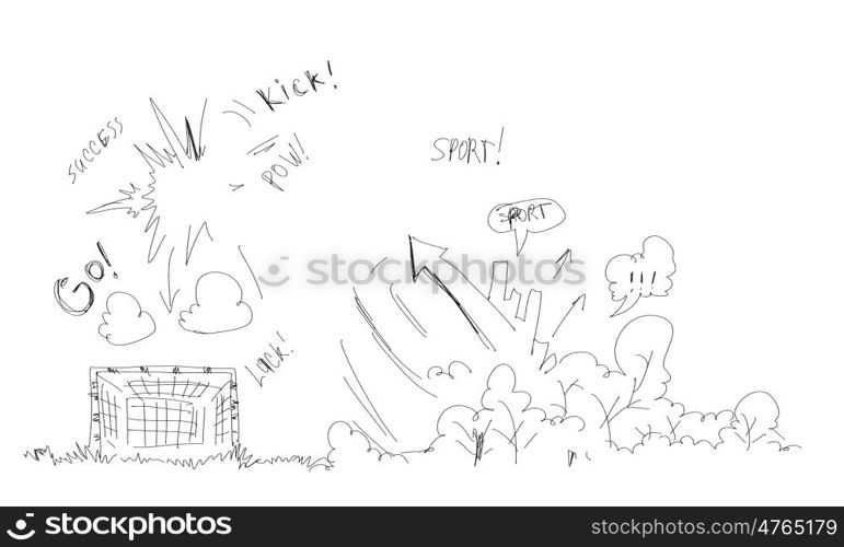 Football strategy. Background conceptual image with football sketches on white background