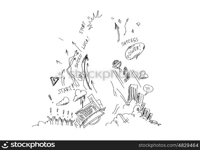 Football strategy. Background conceptual image with football sketches on white background