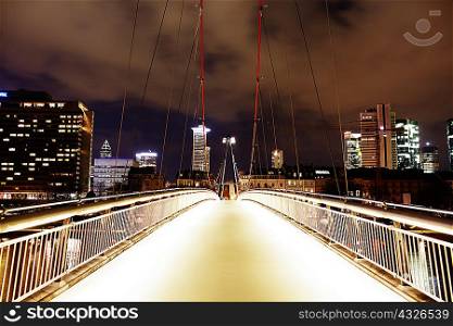 Footbridge at night, Frankfurt, Germany