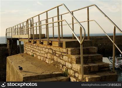 Footbridge at the seaside, Port Des Pecheurs, Biarritz, France