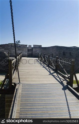 Footbridge leading to a castle, Castillo De San Marcos National Monument, St. Augustine, Florida, USA