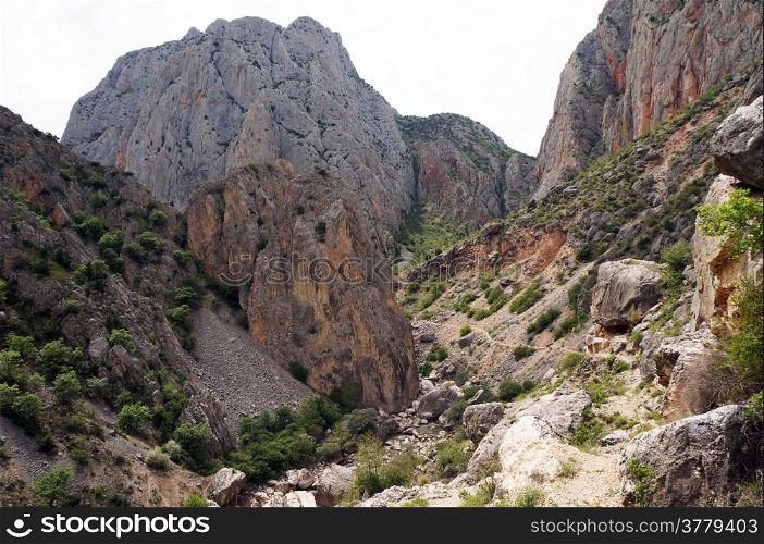 Footpath in Kazankaya canyon, mountain region of Turkey