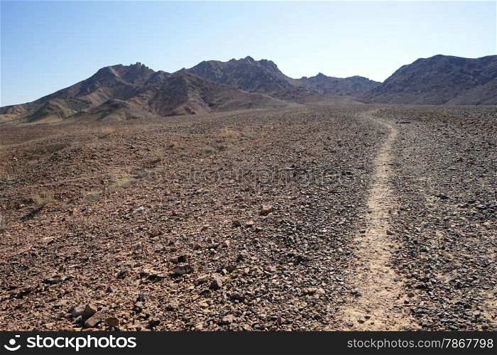 Footpath in Negev desert in Israel