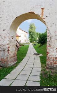 Footpath in the courtyard of Kirillo-Belozersky Monastery, Russia