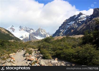 Footpath near mountain in national park near El Chalten, Argentina
