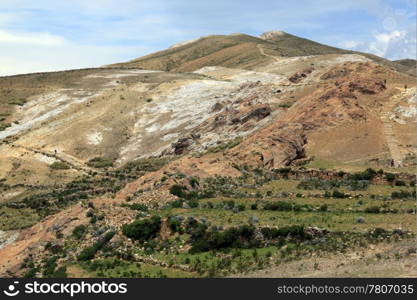 Footpath on the slope of island Isla del Sol, Bolivia