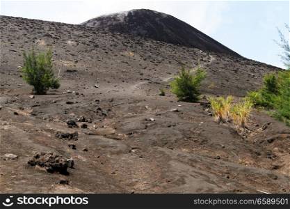 Footpath on the volcano Krakatau in Indonesia