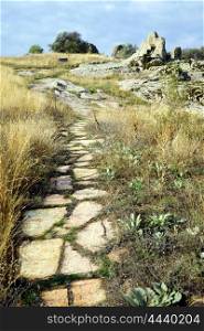 Footpath to ancient rock altar in Midas, Turkey