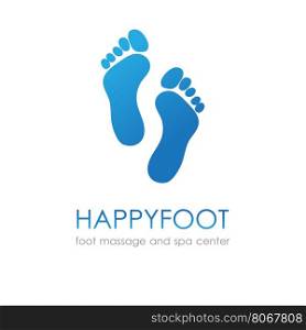 Footprint in blue colors. Foot logo fot healthcare, medical company, osteopath and massage center, spa and beauty salon.