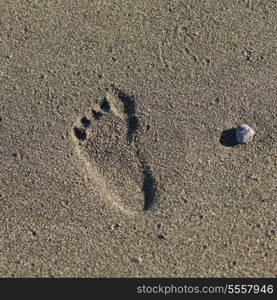 Footprint in sand, North Twillingate Island, Newfoundland And Labrador, Canada