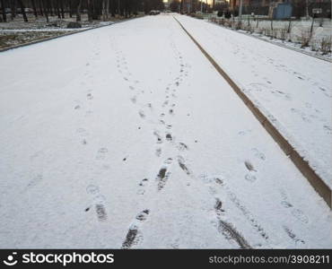 footprints in the snow