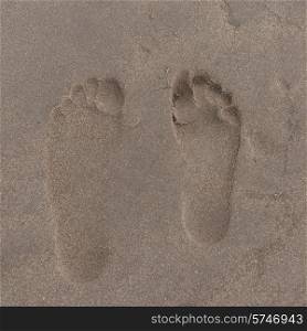 Footprints on the beach, Victoria Provincial Park, Prince Edward Island, Canada