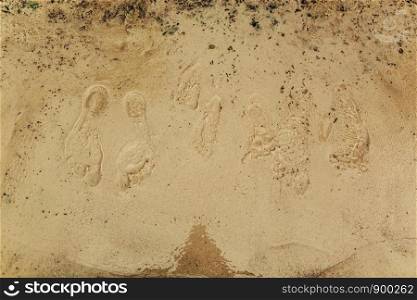 Footprints on the sand. on the beach. Footprints on the sand. on the beach.