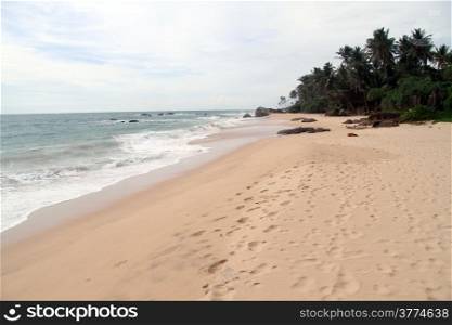 Footsteps on the sand beach Ambalangoda, Sri Lanka