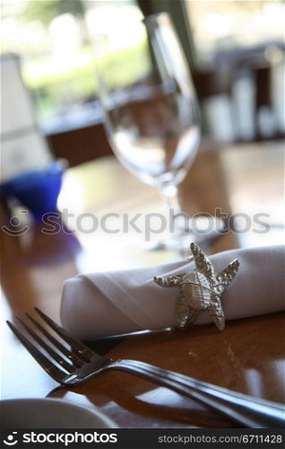 For and napkin on a table