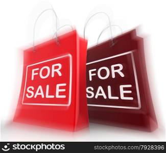 For Sale Shopping Bags Representing Retail Selling and Offers