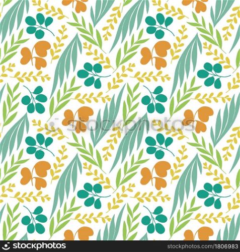 For textile, wallpaper, wrapping, web backgrounds and other pattern fills. Seamless pattern with a variety of spring twigs and leaves