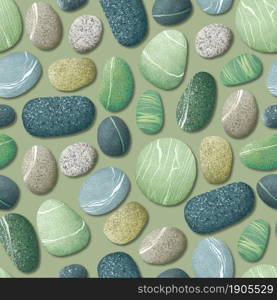 For textile, wallpaper, wrapping, web backgrounds and other pattern fills. Seamless pattern with sea pebbles Stones from the beach