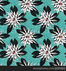 For textile, wallpaper, wrapping, web backgrounds and other pattern fills. Seamless pattern with exotic flower Trendy summer surface design