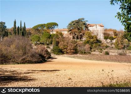 Forcalqueiret, France - October 29, 2009: Big provencal villa (mansion) in Forcalqueiret, in the Var department, south of France, in autumn
