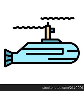 Force submarine icon. Outline force submarine vector icon thin line color flat on white. Force submarine icon color outline vector