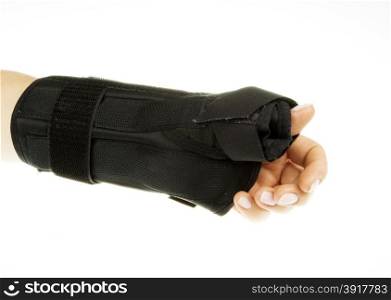 Forearm from wrist orthosis.Horizonta view.Isolated white background.View from inside