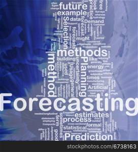 Forecasting background concept. Background concept wordcloud illustration of forecasting international