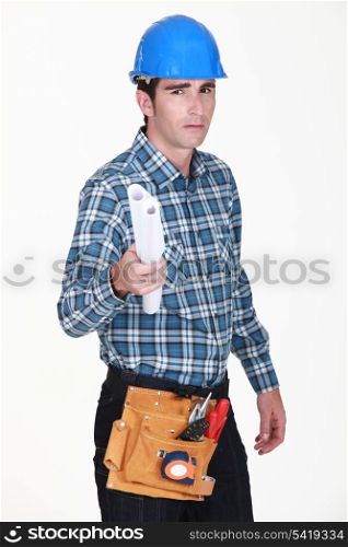 foreman holding blueprints