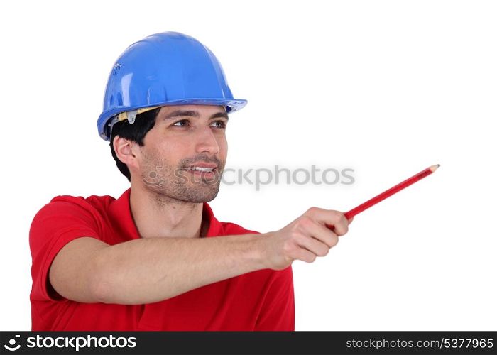 Foreman showing something with his pencil