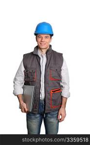 Foreman standing on white background