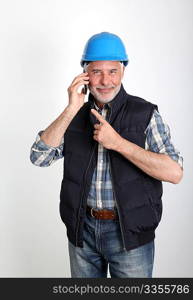 Foreman talking on the phone