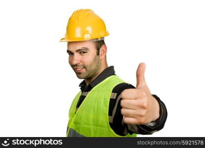 foreman with yellow hat isolated on white background