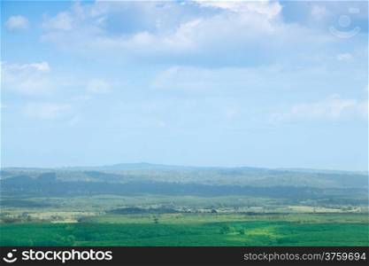 Forest and agricultural areas.Forest and agricultural areas Sky and cloud in the sky from above.