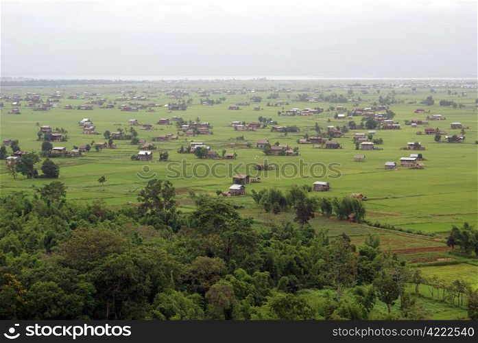 Forest and green fields near Ibnle lake, Shan State, Myanmar