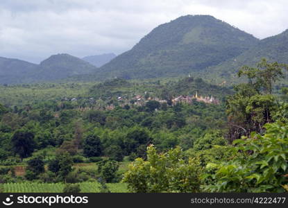 Forest asnd buddhist temple on the hill, near Inle laker, Shan State, Myanmar