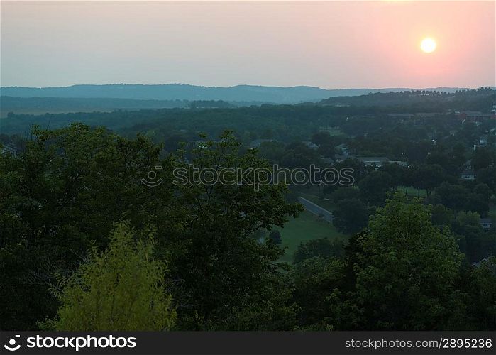 Forest at sunset, Hollister, Taney County, Missouri, USA