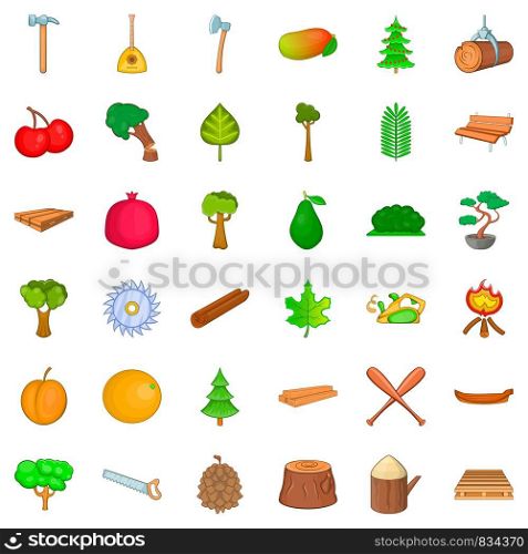 Forest icons set. Cartoon style of 36 forest vector icons for web isolated on white background. Forest icons set, cartoon style